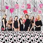 LINHAXM 3 Pack Pink Cow Print Tablecloth – 54 x 108 in | Cowgirl Birthday Party Decor