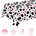 LINHAXM 3 Pack Pink Cow Print Tablecloth – 54 x 108 in | Cowgirl Birthday Party Decor