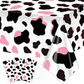 LINHAXM 3 Pack Pink Cow Print Tablecloth – 54 x 108 in | Cowgirl Birthday Party Decor