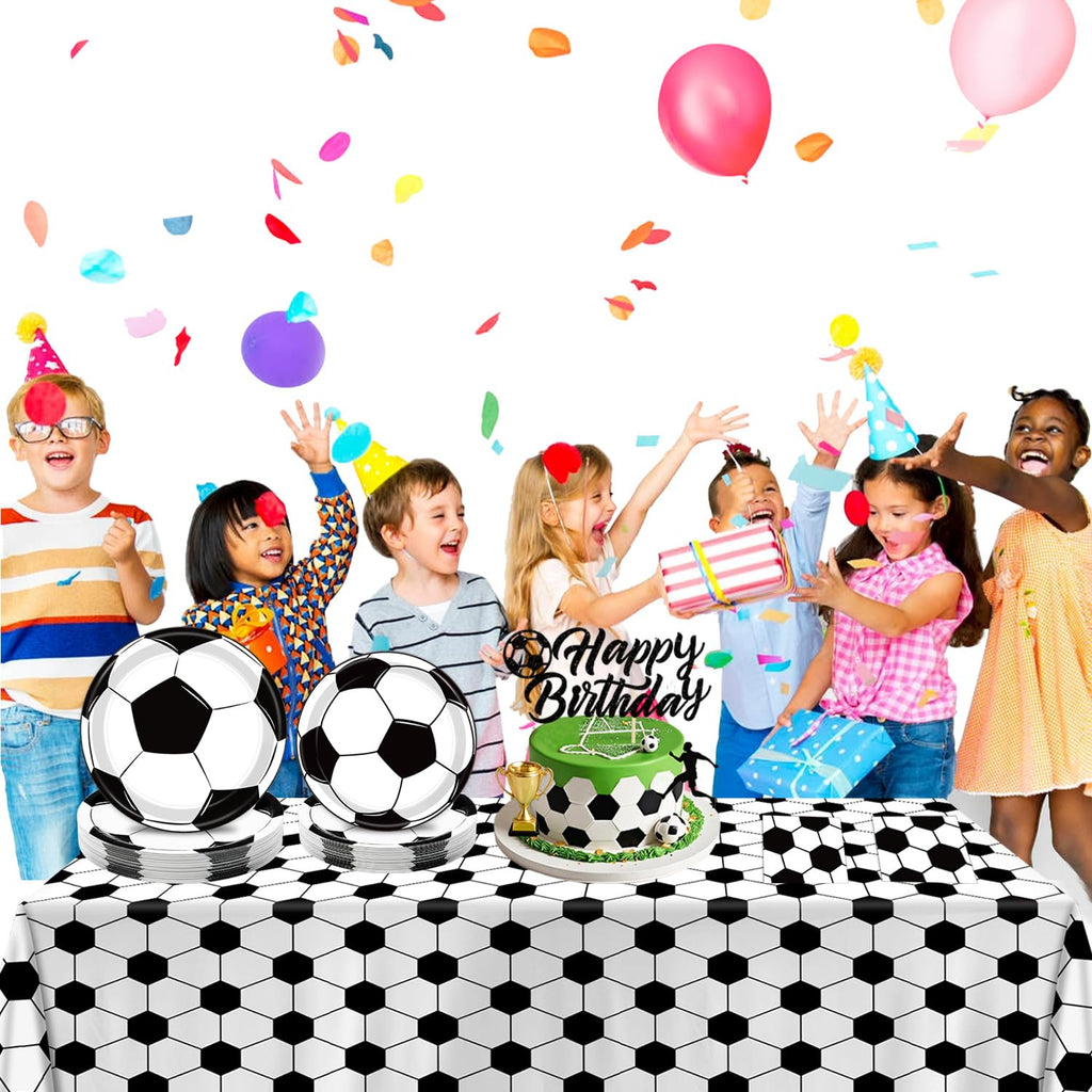 LINHAXM 150 PCS Soccer Plates & Napkins Set – Disposable Tableware for Soccer Birthday Party (Serves 50)