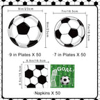 LINHAXM 150 PCS Soccer Plates & Napkins Set – Disposable Tableware for Soccer Birthday Party (Serves 50)