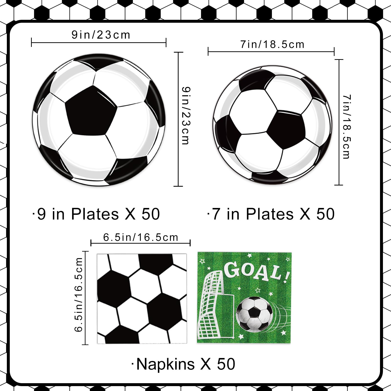 LINHAXM 150 PCS Soccer Plates & Napkins Set – Disposable Tableware for Soccer Birthday Party (Serves 50)