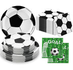 LINHAXM 150 PCS Soccer Plates & Napkins Set – Disposable Tableware for Soccer Birthday Party (Serves 50)