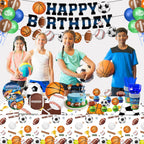 LINHAXM 191 PCS Sports Birthday Party Decorations Kit – Serves 24