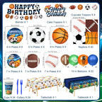 LINHAXM 191 PCS Sports Birthday Party Decorations Kit – Serves 24