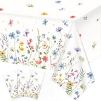 LINHAXM 3 Pack Spring Floral Tablecloths – 54 by 108 inches | Wildflower Butterflies