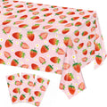 LINHAXM 3 Pack Strawberry Tablecloths – 54 x 108 in | Berry Birthday & Baby Shower Decor