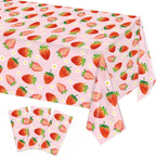 LINHAXM 3 Pack Strawberry Tablecloths – 54 x 108 in | Berry Birthday & Baby Shower Decor