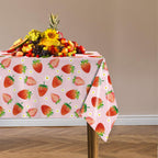LINHAXM 3 Pack Strawberry Tablecloths – 54 x 108 in | Berry Birthday & Baby Shower Decor