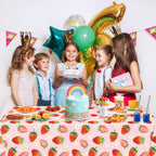 LINHAXM 3 Pack Strawberry Tablecloths – 54 x 108 in | Berry Birthday & Baby Shower Decor