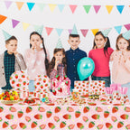 LINHAXM 3 Pack Strawberry Tablecloths – 54 x 108 in | Berry Birthday & Baby Shower Decor