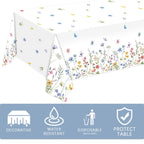 LINHAXM 3 Pack Spring Floral Tablecloths – 54 by 108 inches | Wildflower Butterflies