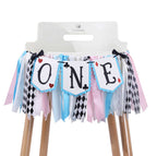 LINLULU Alice in Wonderland Highchair Banner by LINLULU – Blue, 80in x 8.75in, 1st Birthday Decor
