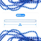 LINSIRON 500 Pcs Blue Bead Necklace, 33-Inch Mardi Gras Beads – Bulk Party Favors