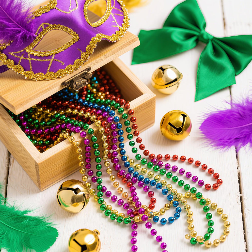LINSIRON 500 Pcs Blue Bead Necklace, 33-Inch Mardi Gras Beads – Bulk Party Favors