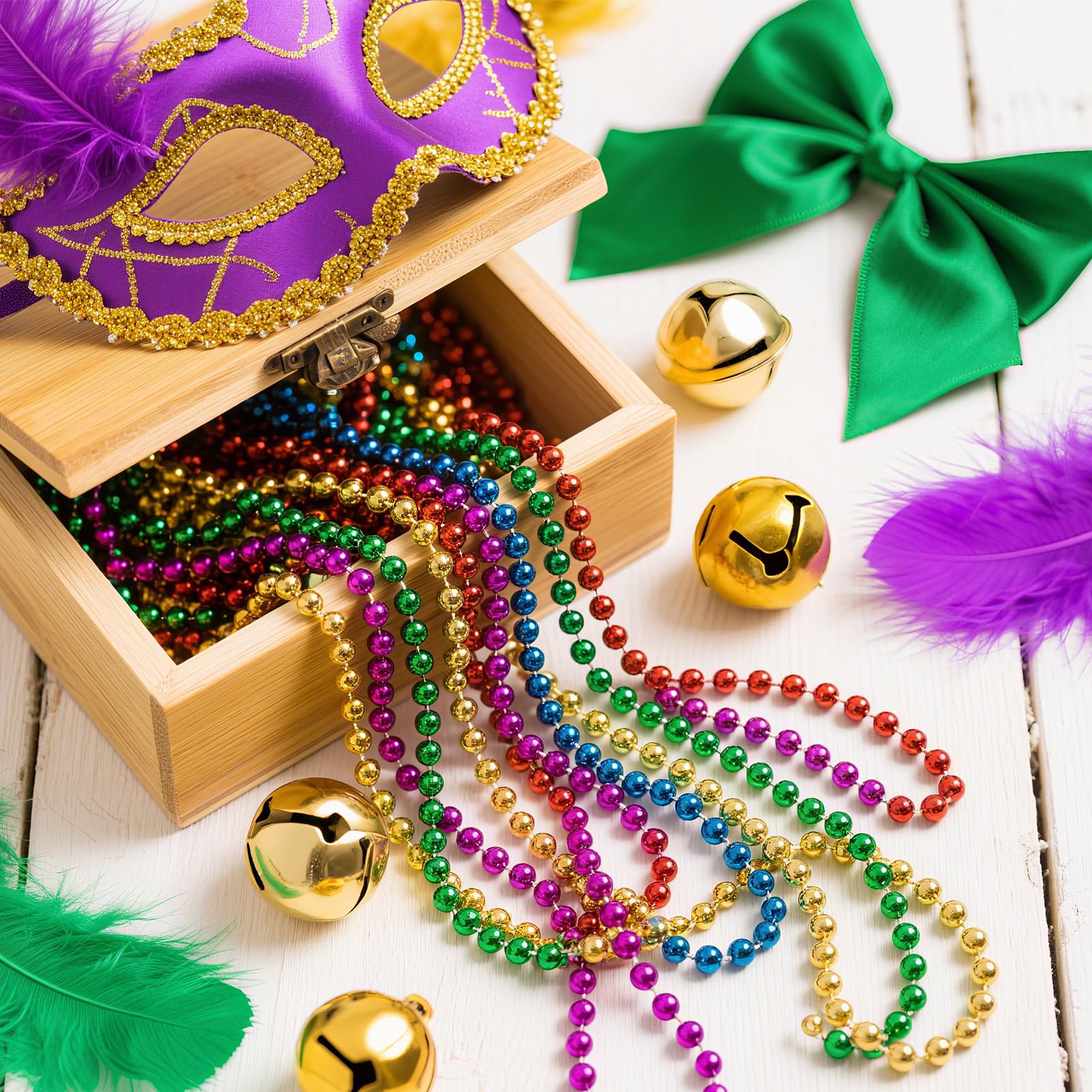 LINSIRON 500 Pcs Blue Bead Necklace, 33-Inch Mardi Gras Beads – Bulk Party Favors