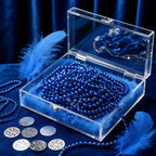 LINSIRON 500 Pcs Blue Bead Necklace, 33-Inch Mardi Gras Beads – Bulk Party Favors