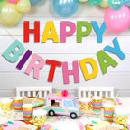 LITAUS Happy Birthday Banner 9ft - Pre-Strung Colorful Backdrop for Parties