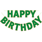 LITAUS Happy Birthday Banner 9ft Green – Pre-Strung Backdrop Sign for Parties