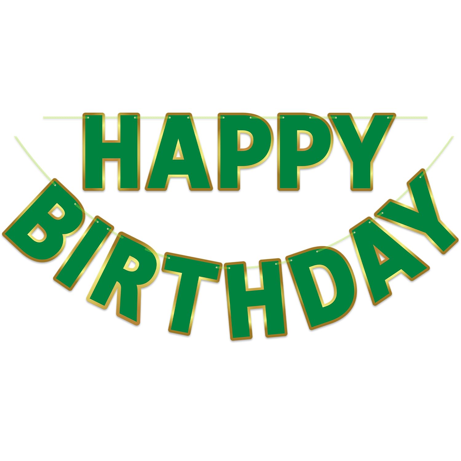 LITAUS Happy Birthday Banner 9ft Green – Pre-Strung Backdrop Sign for Parties