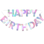 LITAUS Happy Birthday Banner 9ft Iridescent – Pre-Strung Party Decor