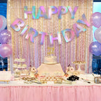 LITAUS Happy Birthday Banner 9ft Iridescent – Pre-Strung Party Decor
