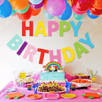 LITAUS Happy Birthday Banner 9ft - Pre-Strung Colorful Backdrop for Parties