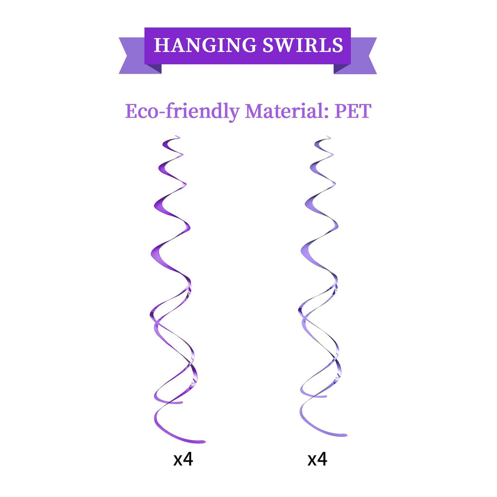 LITAUS Purple Birthday Decorations Kit - 16-Piece Set with Pre-Strung Banner, Honeycomb Balls, Garland & Swirls