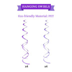 LITAUS Purple Birthday Decorations Kit - 16-Piece Set with Pre-Strung Banner, Honeycomb Balls, Garland & Swirls