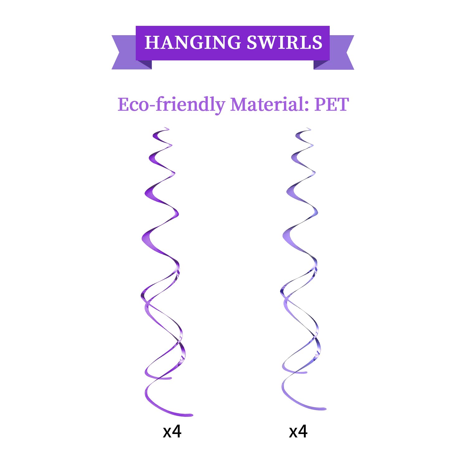 LITAUS Purple Birthday Decorations Kit - 16-Piece Set with Pre-Strung Banner, Honeycomb Balls, Garland & Swirls