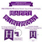 LITAUS Purple Birthday Decorations Kit - 16-Piece Set with Pre-Strung Banner, Honeycomb Balls, Garland & Swirls