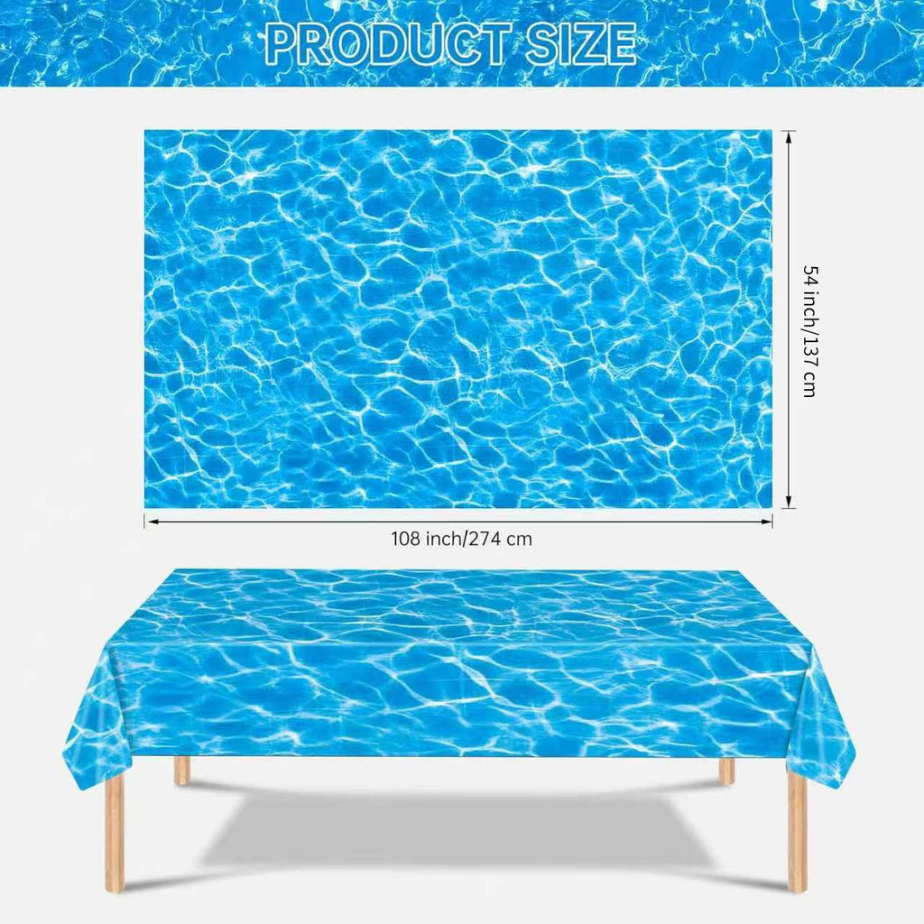 Litmitfu 3-Piece Ocean Tablecloth Set – Blue Waves, 54 x 108 in, Disposable Plastic