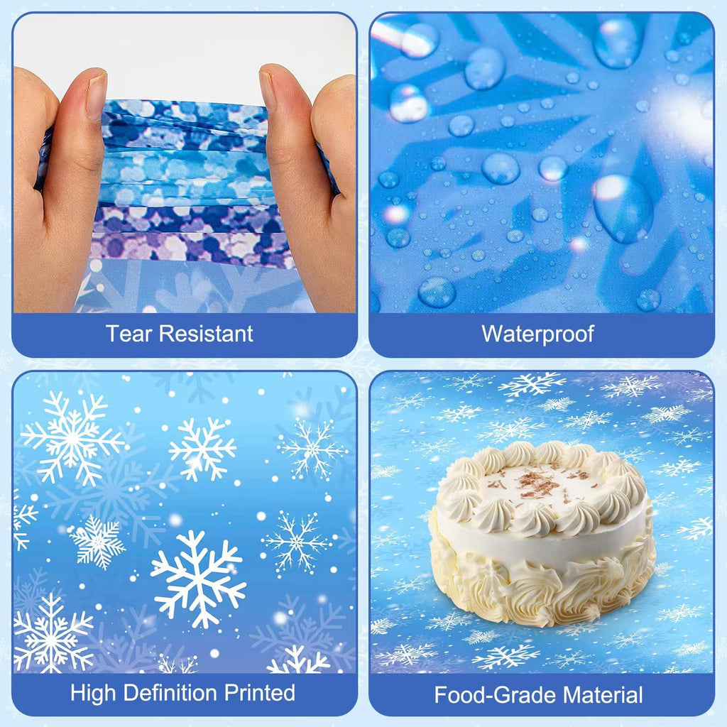 Litmitfu 2 Pcs Winter Snowflake Tablecloths – Purple & Blue, Disposable 54x108 in