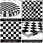 Litmitfu 40 Pcs Race Car Plates & Napkins — Black & White Checkered Birthday Tableware Set