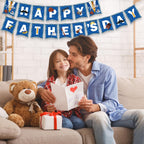 Litmitfu Happy Father's Day Banner – Blue & White Bunting for Indoor & Outdoor Decor