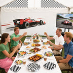 Litmitfu 40 Pcs Race Car Plates & Napkins — Black & White Checkered Birthday Tableware Set