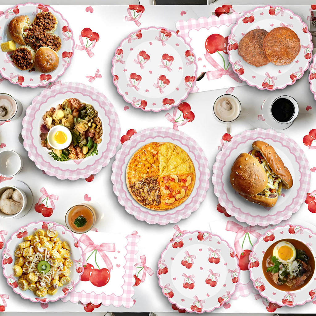 Litmitfu Cherry Birthday Decorations – 40 Pcs Plates & Napkins Set (Serves 20)