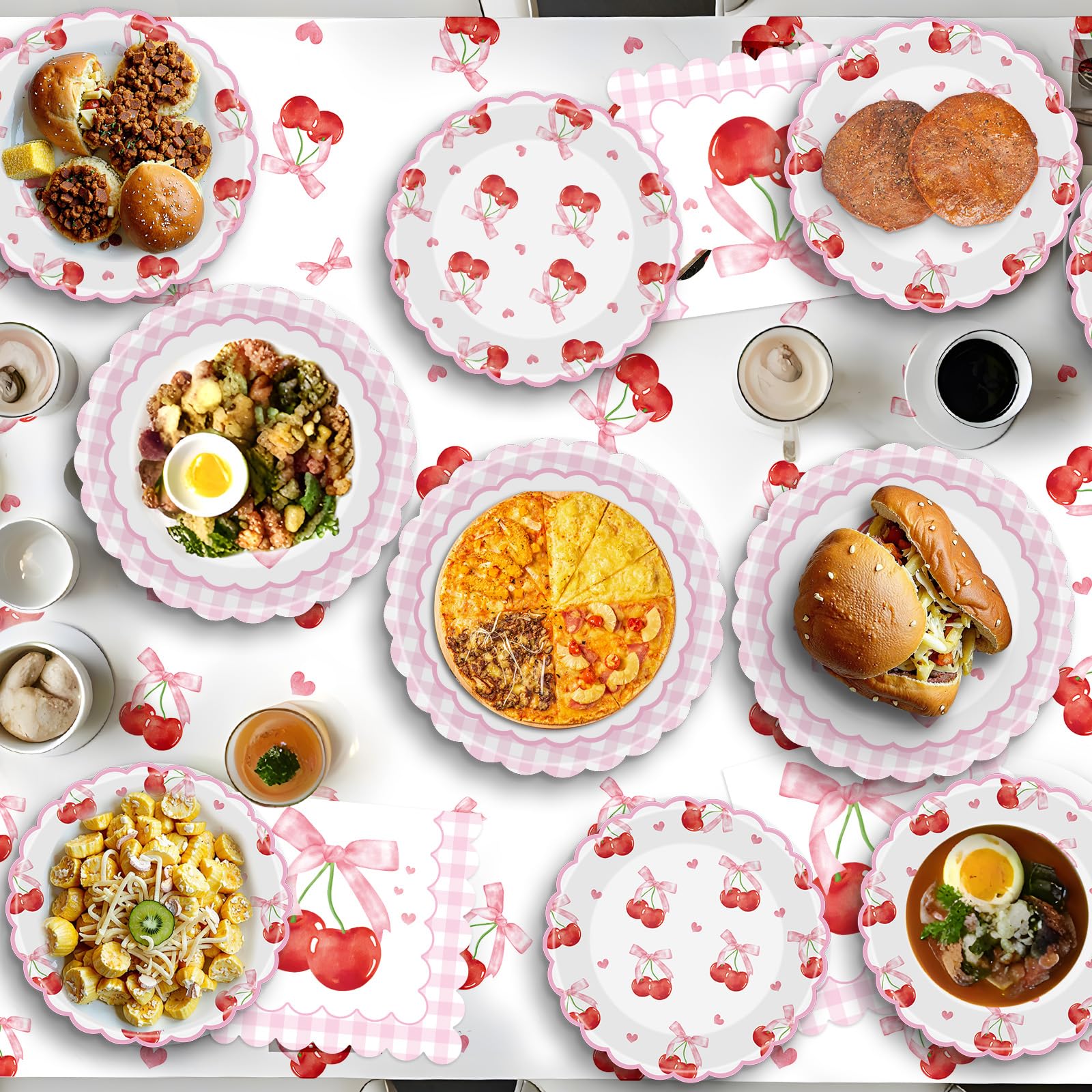 Litmitfu Cherry Birthday Decorations – 40 Pcs Plates & Napkins Set (Serves 20)