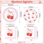 Litmitfu Cherry Birthday Decorations – 40 Pcs Plates & Napkins Set (Serves 20)