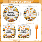 Litmitfu Construction Birthday Party Supplies – 100 Pcs Plates, Napkins & Forks Set (Serves 25)