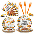 Litmitfu Construction Birthday Party Supplies – 100 Pcs Plates, Napkins & Forks Set (Serves 25)
