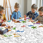Litmitfu Dinosaur Coloring Tablecloth – Giant 54x108 Inch Kids Party Table Cover & Coloring Poster