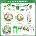 Litmitfu 170 Pcs Dinosaur Birthday Decorations Kit for 24 Guests – Jungle Dino Party Supplies