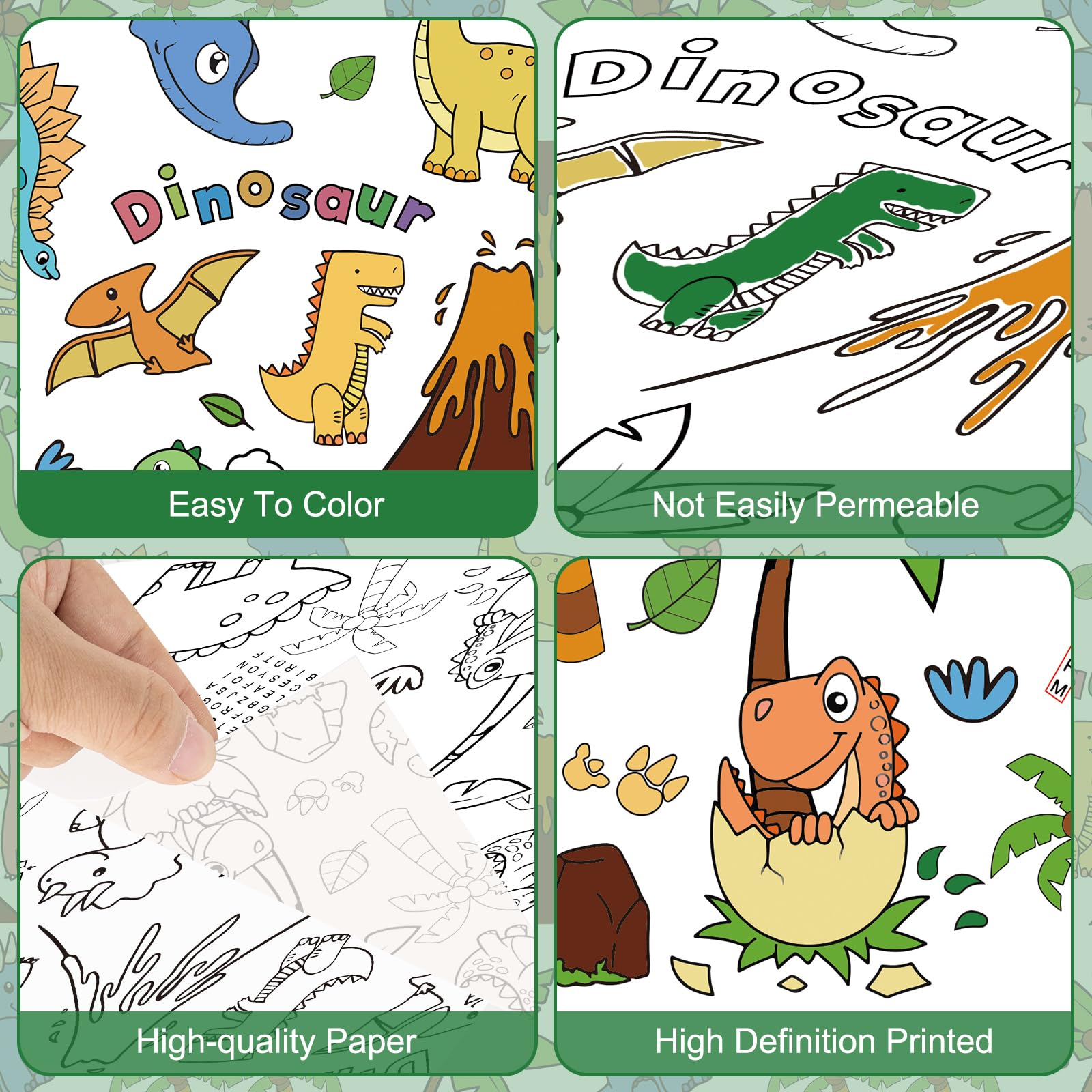 Litmitfu Dinosaur Coloring Tablecloth – Giant 54x108 Inch Kids Party Table Cover & Coloring Poster