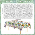 Litmitfu Dinosaur Coloring Tablecloth – Giant 54x108 Inch Kids Party Table Cover & Coloring Poster