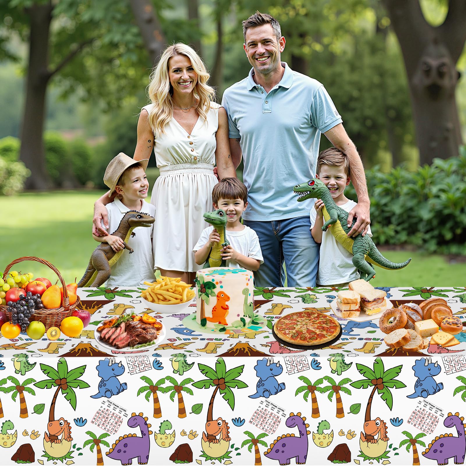 Litmitfu Dinosaur Coloring Tablecloth – Giant 54x108 Inch Kids Party Table Cover & Coloring Poster