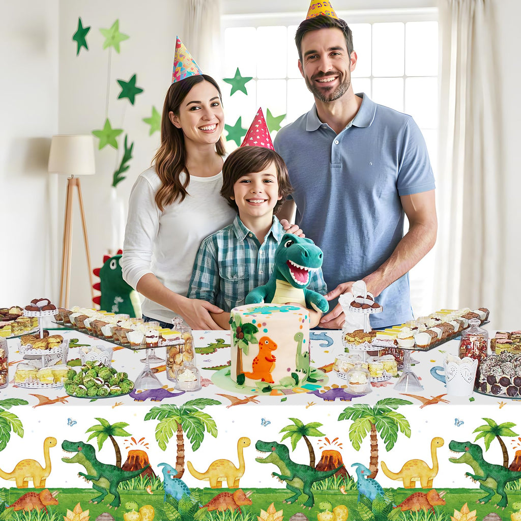 Litmitfu 2 Pcs Dinosaur Tablecloth – Green 108×54 in Disposable Dino Party Cover