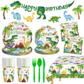 Litmitfu 170 Pcs Dinosaur Birthday Decorations Kit for 24 Guests – Jungle Dino Party Supplies