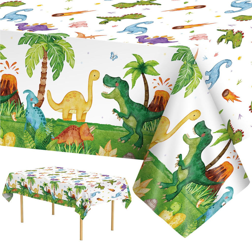 Litmitfu 2 Pcs Dinosaur Tablecloth – Green 108×54 in Disposable Dino Party Cover