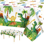 Litmitfu 2 Pcs Dinosaur Tablecloth – Green 108×54 in Disposable Dino Party Cover